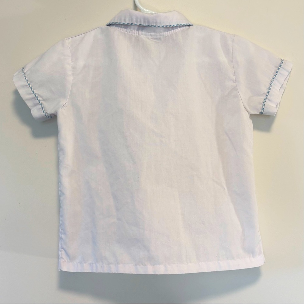 Vintage Cuties By Judy White Button Down Short Sleeve Shirt White Baby 24 Months - Picture 4 of 5